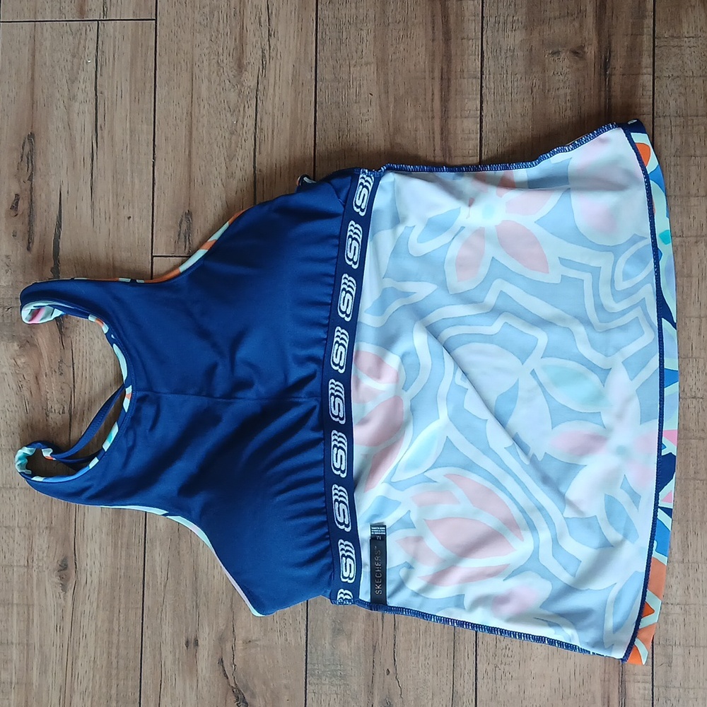 Women's Skechers Floral Patterned 2 Pc Tankini Set Swimwear. Size M - Picture 16 of 17
